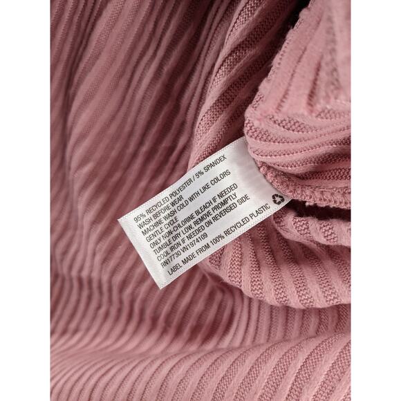 Wild Fable Oversize Sweater L Pink Ribbed Knit Hi Low Boxy Side Slit V Neck Top - Picture 4 of 13